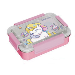Little Unicorn 3 Compartment 750 ML Stainless Steel Lunch Box for School Leak Proof Bento Tiffin Box with Handle, SUS304 Steel Lunch Box
