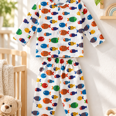 Fish in Color - 40s Count Premium 100% Cotton Poplin | Soft Unisex Set for Kids