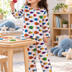 Fish in Color - 40s Count Premium 100% Cotton Poplin | Soft Unisex Set for Kids