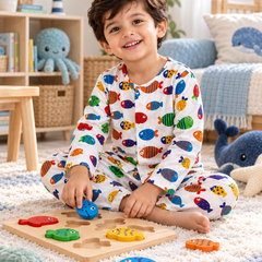 Fish in Color - 40s Count Premium 100% Cotton Poplin | Soft Unisex Set for Kids