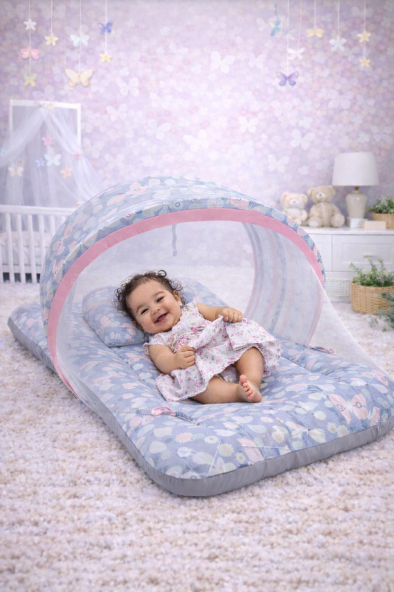 Grey Butterfly - Kradyl Kroft Bassinet Style Mosquito Net Bedding for Infants