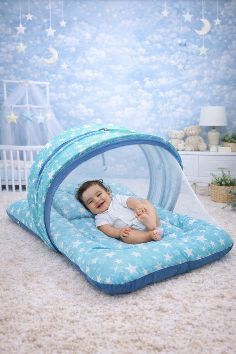 Turquoise Star -  Kradyl Kroft Bassinet Style Mosquito Net Bedding for Infants