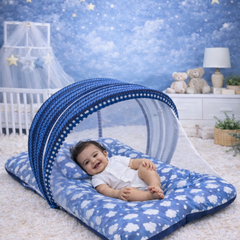 Blue Clouds -  Kradyl Kroft Bassinet Style Mosquito Net Bedding for Infants