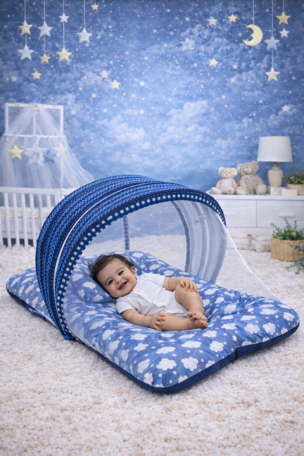 Blue Clouds -  Kradyl Kroft Bassinet Style Mosquito Net Bedding for Infants