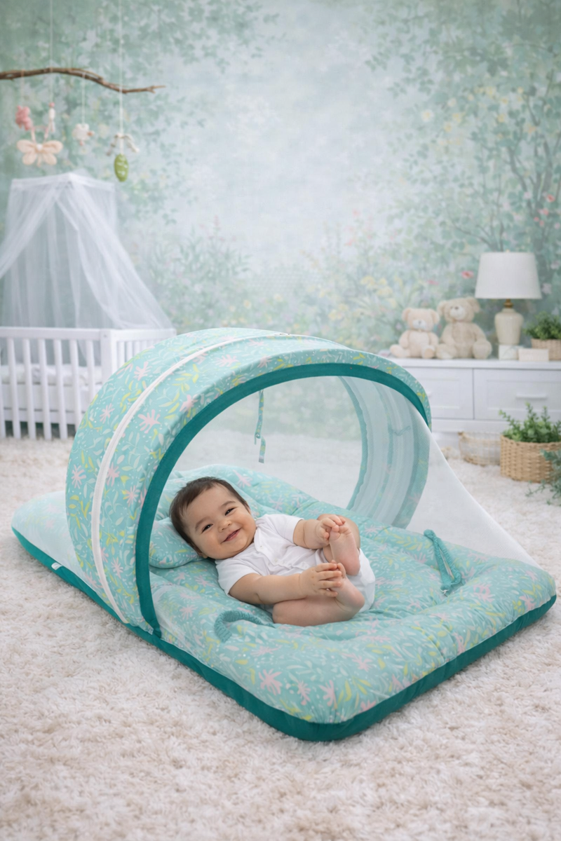 Minty Flora - Kradyl Kroft Bassinet Style Mosquito Net Bedding for Infants