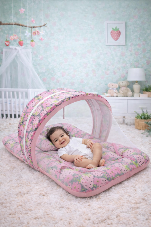 Very Berry- Kradyl Kroft Bassinet Style Mosquito Net Bedding for Infants