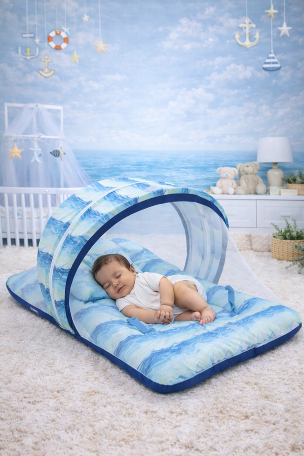 Waves -  Kradyl Kroft Bassinet Style Mosquito Net Bedding for Infants
