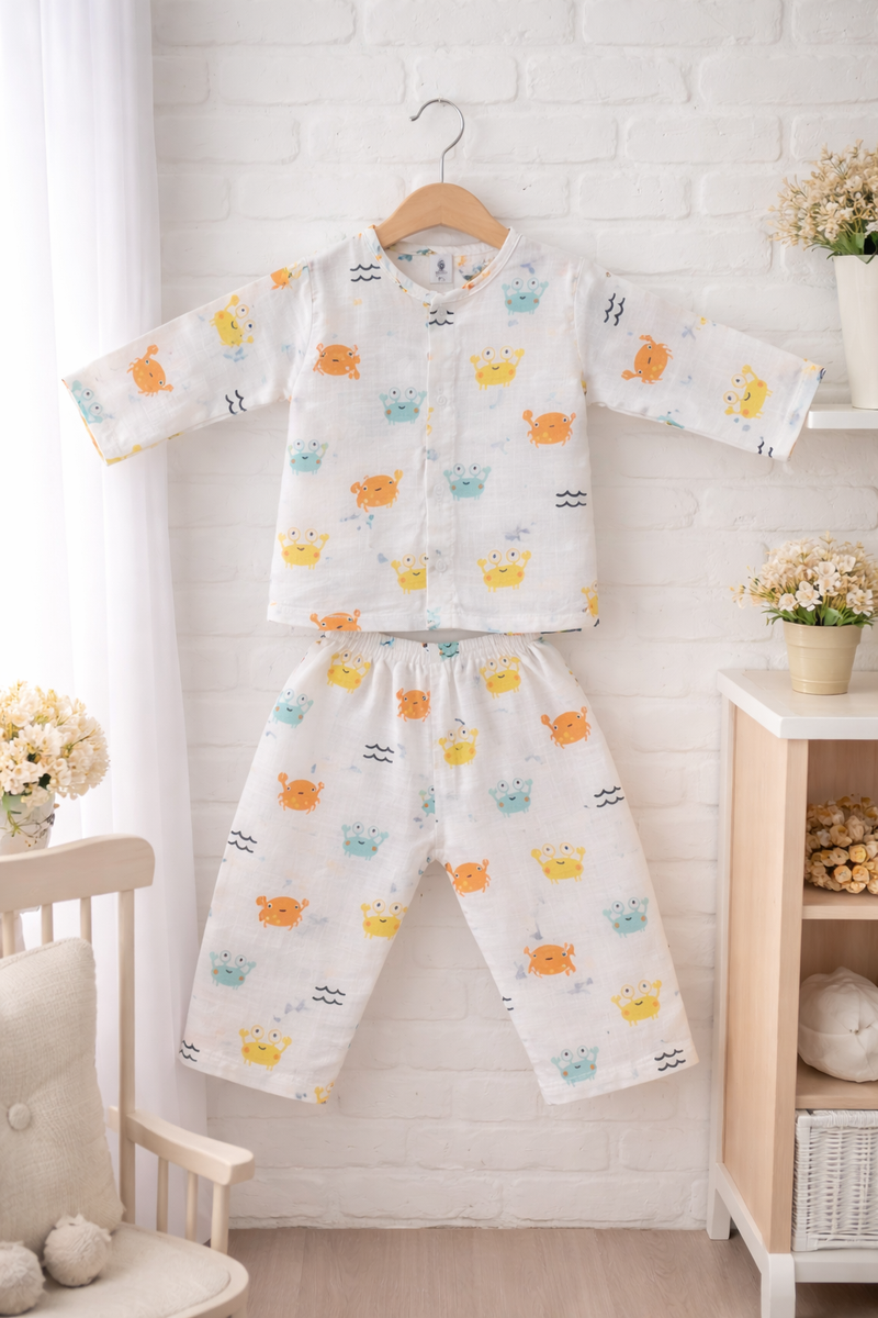 Cute Crab | Checkered Muslin | Soft Unisex Muslin Set for New Born to 6 Years