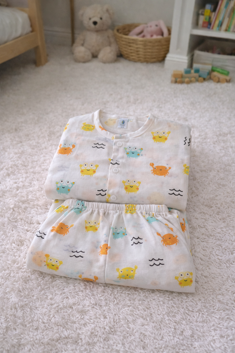Cute Crab | Checkered Muslin | Soft Unisex Muslin Set for New Born to 6 Years