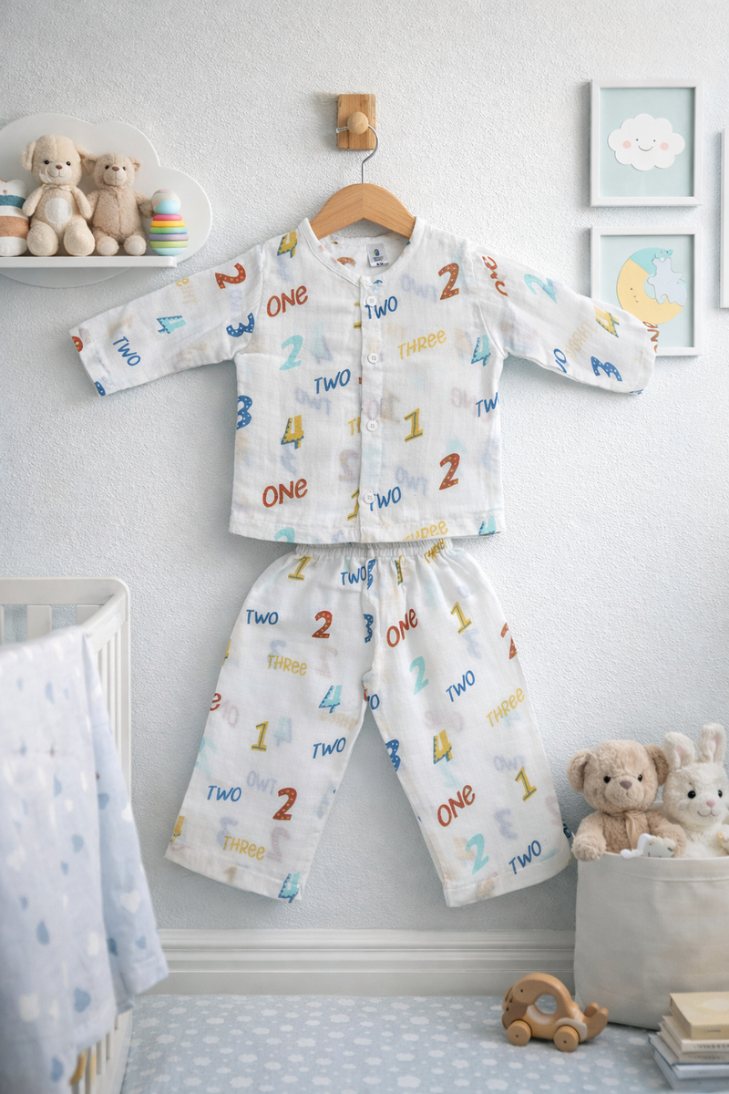 Numero | Checkered Muslin | Soft Unisex Muslin Set for New Born to 6 Years