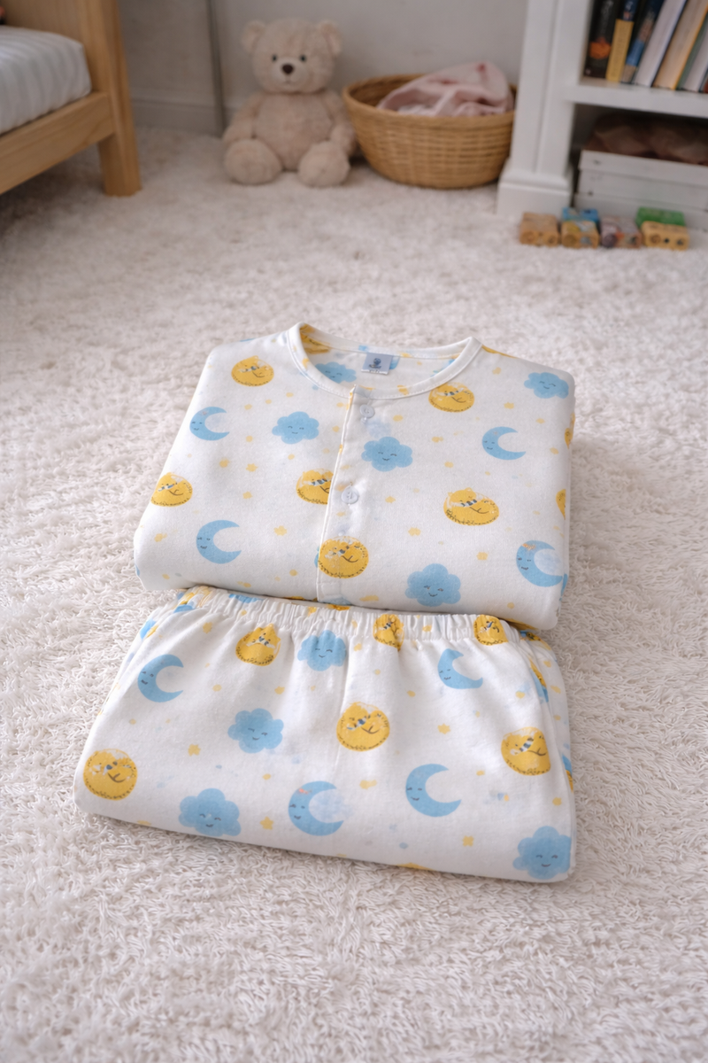 Sun N Moon - Kradyl Kroft Checkered Smooth Style Double Layered Soft Muslin Night Suit Set for New Born to 6 Years