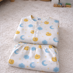 Sun N Moon - Kradyl Kroft Checkered Smooth Style Double Layered Soft Muslin Night Suit Set for New Born to 6 Years