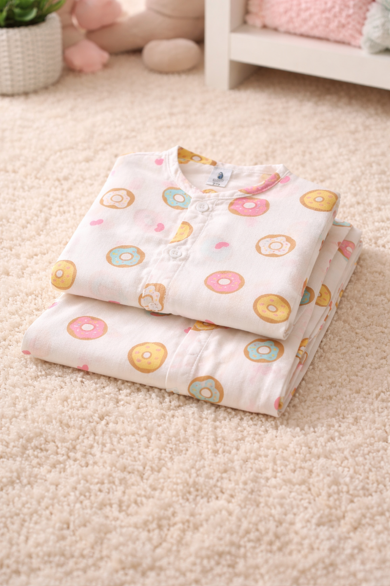 Donuts | Checkered Muslin | Soft Unisex Muslin Set for New Born to 6 Years