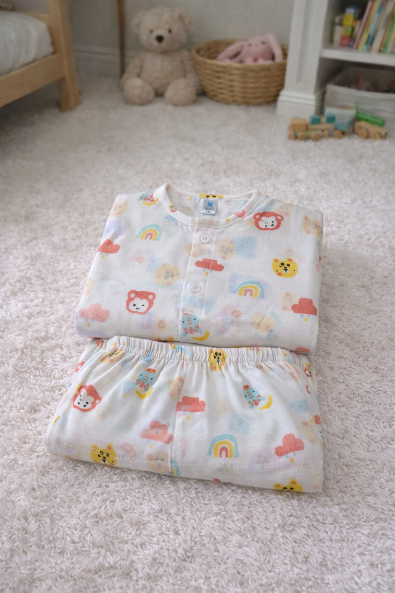 Turtle | Checkered Muslin | Soft Unisex Muslin Set for New Born to 6 Years
