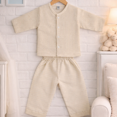 Soft Beige Stripes | Checkered Muslin | Soft Unisex Muslin Set for New Born to 6 Years