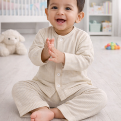 Soft Beige Stripes | Checkered Muslin | Soft Unisex Muslin Set for New Born to 6 Years