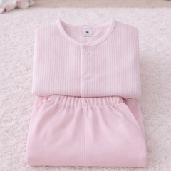 Soft Pink Stripes - Kradyl Kroft Checkered Smooth Style Double Layered Soft Muslin Night Suit Set for New Born to 6 Years