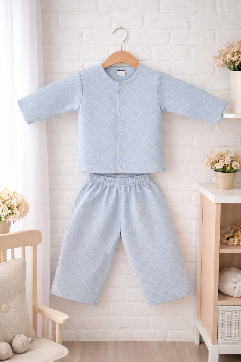 Sky Blue | Checkered Muslin | Soft Unisex Muslin Set for New Born to 6 Years