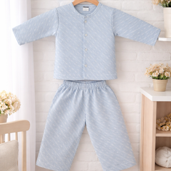 Sky Blue | Checkered Muslin | Soft Unisex Muslin Set for New Born to 6 Years