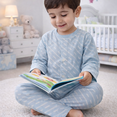Sky Blue | Checkered Muslin | Soft Unisex Muslin Set for New Born to 6 Years