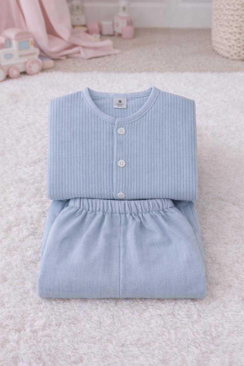 Soft Blue Stripes | Checkered Muslin | Soft Unisex Muslin Set for New Born to 6 Years