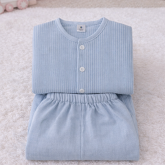 Soft Blue Stripes | Checkered Muslin | Soft Unisex Muslin Set for New Born to 6 Years