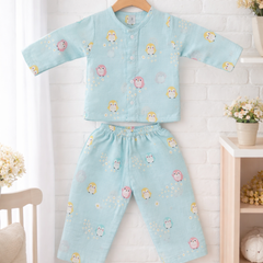 Blue Penguin | Checkered Muslin | Soft Unisex Muslin Set for New Born to 6 Years
