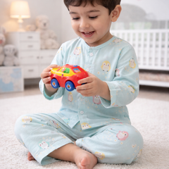 Blue Penguin | Checkered Muslin | Soft Unisex Muslin Set for New Born to 6 Years