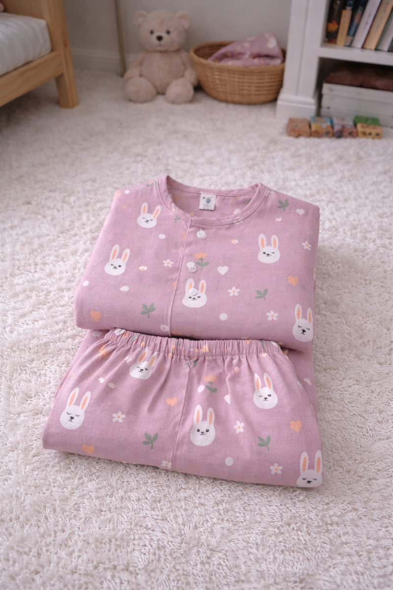 Pink Bunny | Checkered Muslin | Soft Unisex Muslin Set for New Born to 6 Years