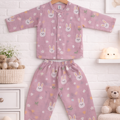 Pink Bunny | Checkered Muslin | Soft Unisex Muslin Set for New Born to 6 Years