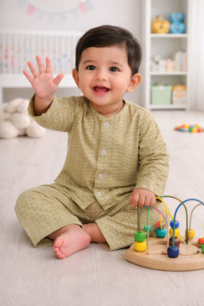 Earth Green | Checkered Muslin | Soft Unisex Muslin Set for New Born to 6 Years