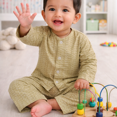 Earth Green | Checkered Muslin | Soft Unisex Muslin Set for New Born to 6 Years