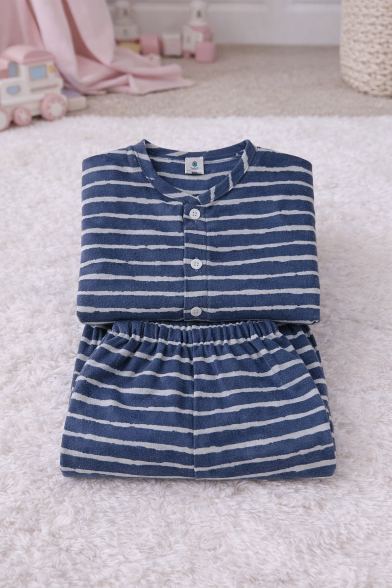 Navy Stripes | Checkered Muslin | Soft Unisex Muslin Set for New Born to 6 Years