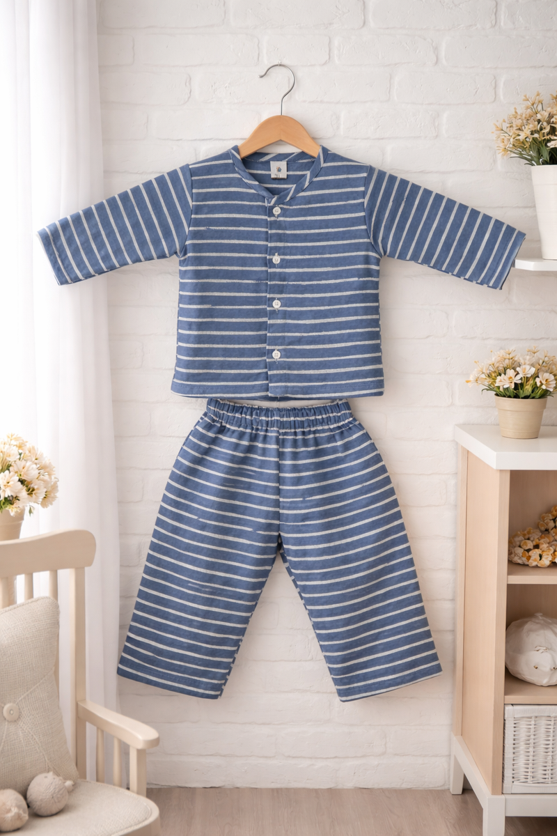 Navy Stripes | Checkered Muslin | Soft Unisex Muslin Set for New Born to 6 Years