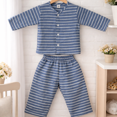 Navy Stripes | Checkered Muslin | Soft Unisex Muslin Set for New Born to 6 Years