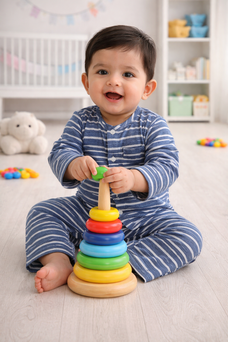 Navy Stripes | Checkered Muslin | Soft Unisex Muslin Set for New Born to 6 Years
