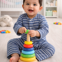 Navy Stripes | Checkered Muslin | Soft Unisex Muslin Set for New Born to 6 Years
