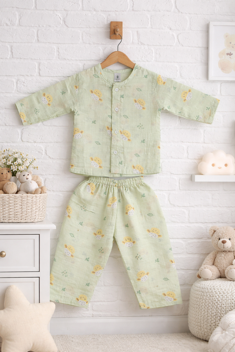 Green Sheep | Checkered Muslin | Soft Unisex Muslin Set for New Born to 6 Years