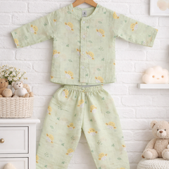 Green Sheep | Checkered Muslin | Soft Unisex Muslin Set for New Born to 6 Years
