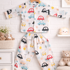Cars | Checkered Muslin | Soft Unisex Muslin Set for New Born to 6 Years