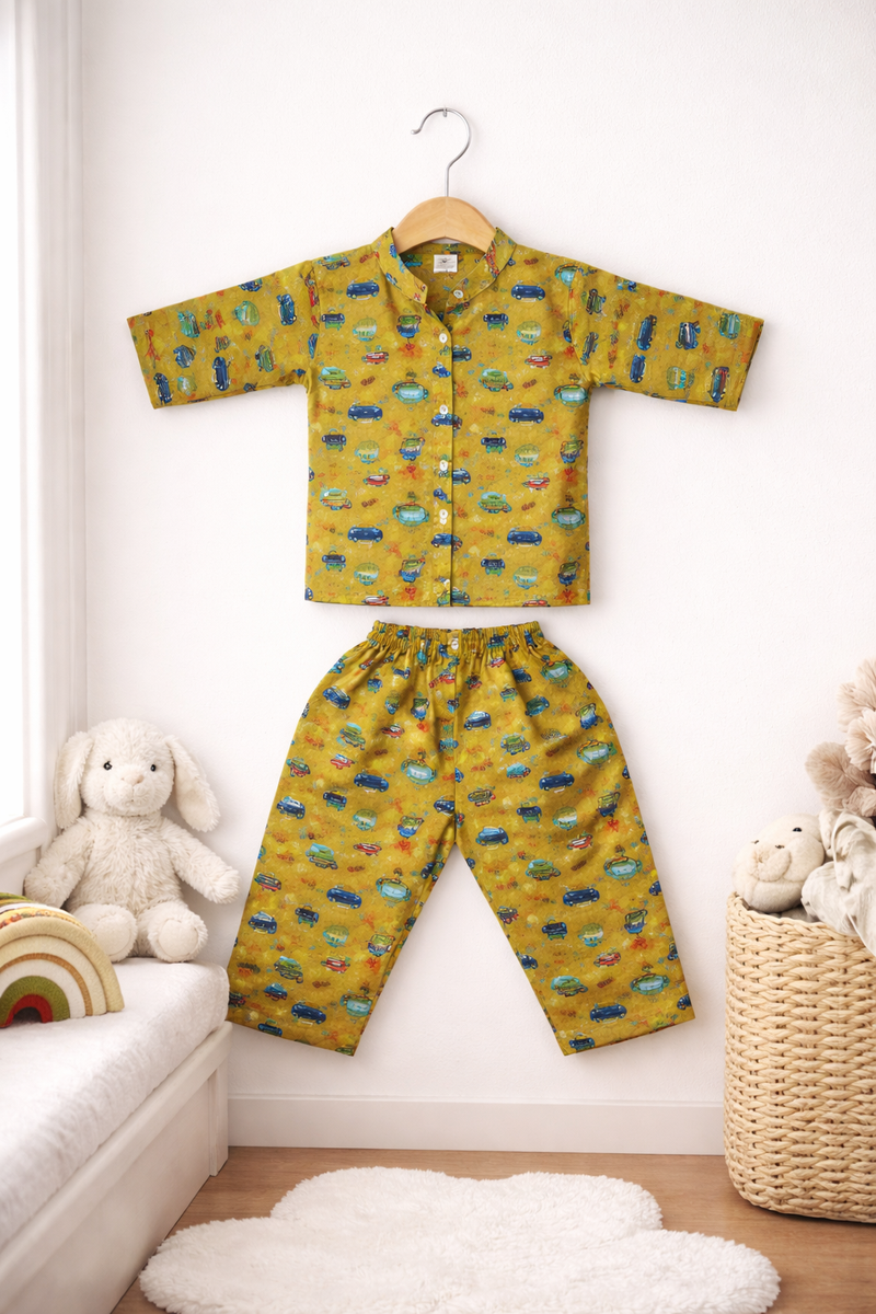 Yellow Car - 100% Cotton Lightweight Cambric Soft Unisex Muslin Set for New Born to 6 Years