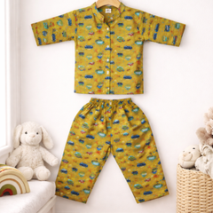 Yellow Car - 100% Cotton Lightweight Cambric Soft Unisex Muslin Set for New Born to 6 Years