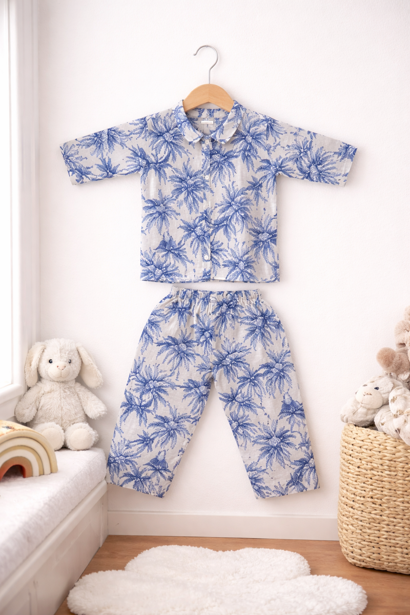Blue Beach - 100% Cotton Lightweight Cambric Soft Unisex Muslin Set for New Born to 6 Years
