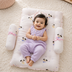 4 Pcs Muslin Bedding Set for 0 to 6 Months - Cute Puppy