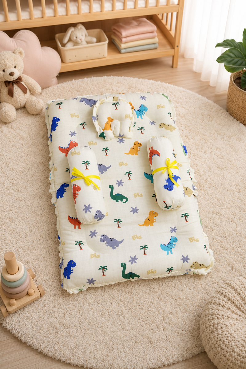 4 Pcs Muslin Bedding Set for 0 to 6 Months - Dino Station