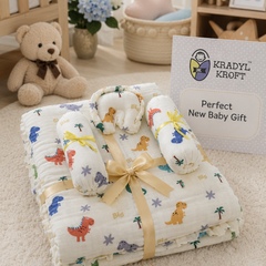 4 Pcs Muslin Bedding Set for 0 to 6 Months - Dino Station