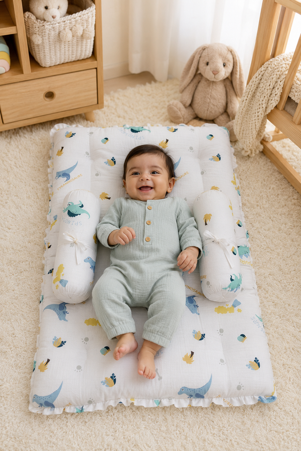 4 Pcs Muslin Bedding Set for 0 to 6 Months - Dino World