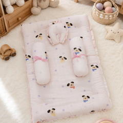 4 Pcs Muslin Bedding Set for 0 to 6 Months - Cute Puppy