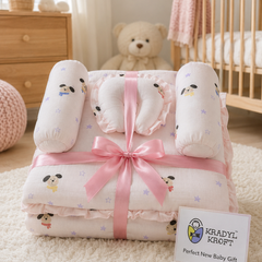 4 Pcs Muslin Bedding Set for 0 to 6 Months - Cute Puppy