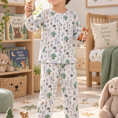 Bunny Green |Full Sleeves| 120 GSM Trapeze Weave Muslin Fabric |  Soft Unisex Muslin Set for New Born to 6 Years